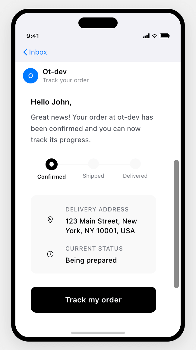 Email notification example